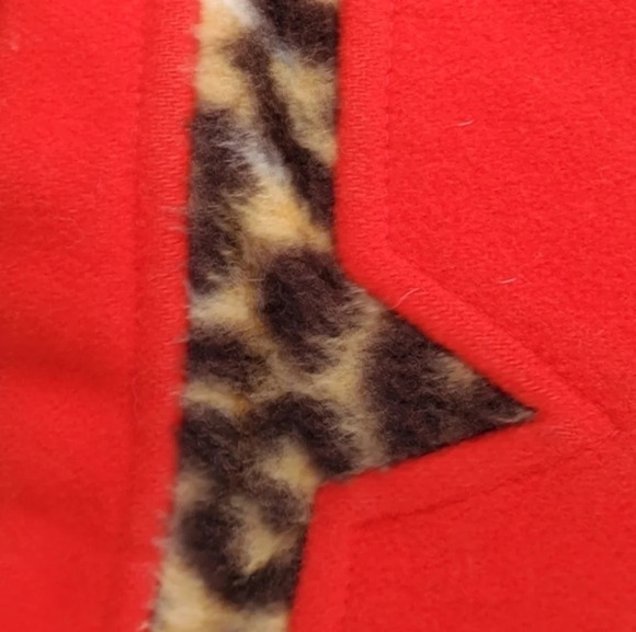 Vintage Red Wool& Leopard Coat L..XL - Picture 8 of 14
